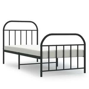 vidaXL Bedframe met hoofd- en voeteneinde metaal zwart 80x200 cm