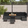 vidaXL Tuin Sofa Set met kussen 9 pcs Zwart Poly riet