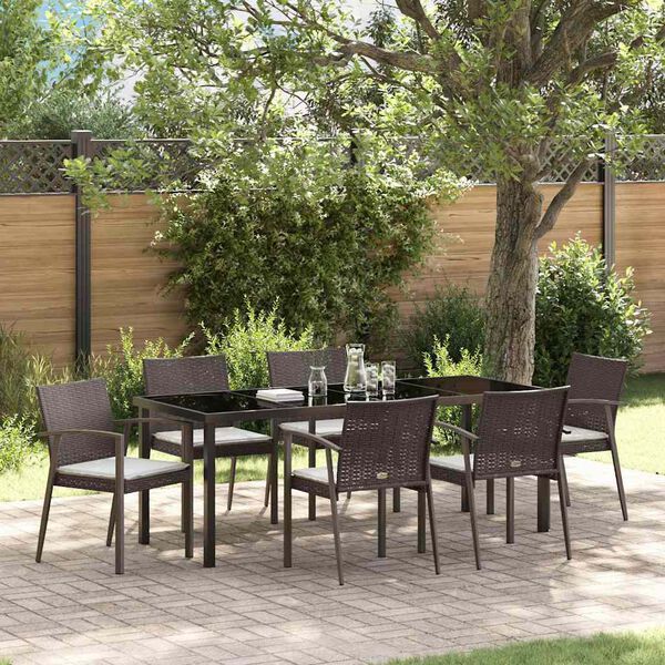 vidaXL Tuin eettafelset 7 pcs Bruin en zwart PE Rattan