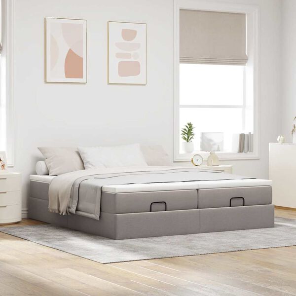vidaXL Ottoman bed met matrassen 160x200cm stof taupe