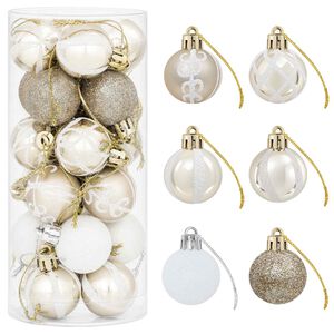 vidaXL Kerstballen set 72 st Champagne en wit &Oslash; 3 cm Kunststof
