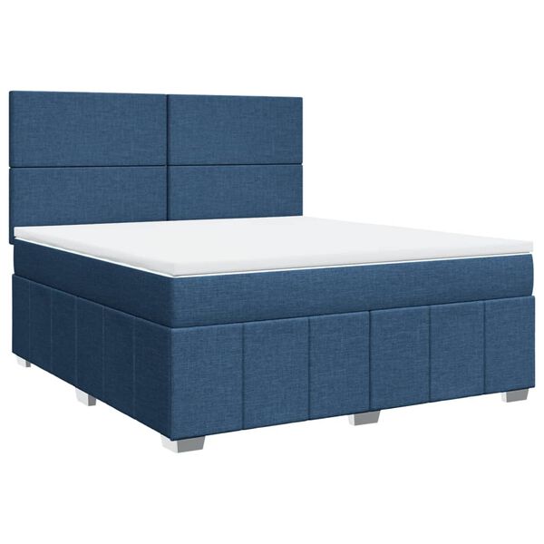 vidaXL Boxspring met matras stof blauw 180x200 cm