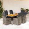 vidaXL 7-delige Bistroset met kussens poly rattan grijs