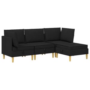 vidaXL Modulaire Sofa Set met Opslag 4 pcs Zwart Stof