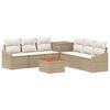 vidaXL Bankstel 8 st Beige en Cr&egrave;me Wit Poly Rattan en Staal