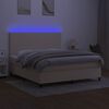 vidaXL Boxspring met matras en LED stof cr&egrave;mekleurig 180x200 cm