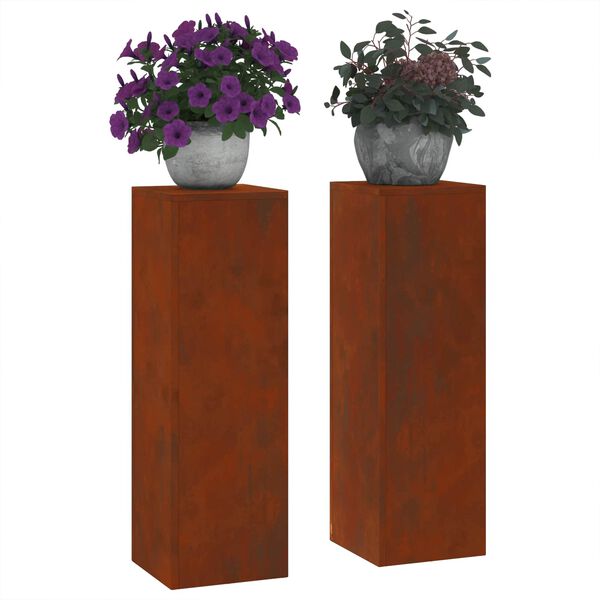 vidaXL Plantenstandaard 2 pcs Roestig 24 x 24 x 75 cm Cortenstaal