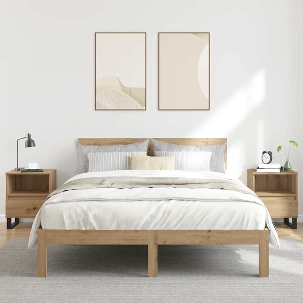 vidaXL Nachtkastjes 2 st 40x35x50cm bewerkt hout artisanaal eikenkleur