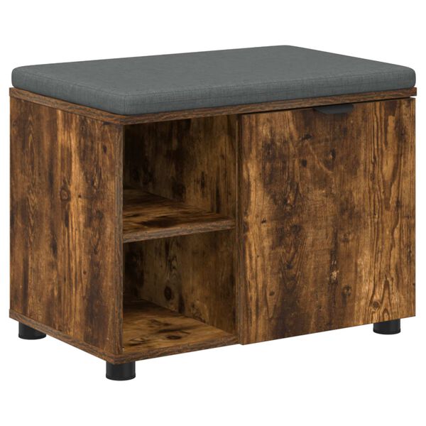 vidaXL Halbank met kussen Effen Gerookt eiken 60 x 38 x 46 cm