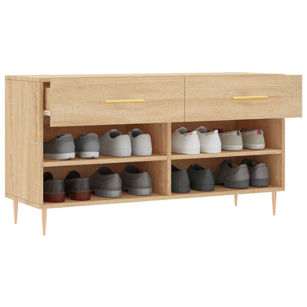 vidaXL Schoenenbank 102x35x55 cm bewerkt hout sonoma eikenkleurig