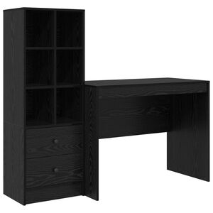 vidaXL Bureau met lade 2 pcs Zwart Eiken