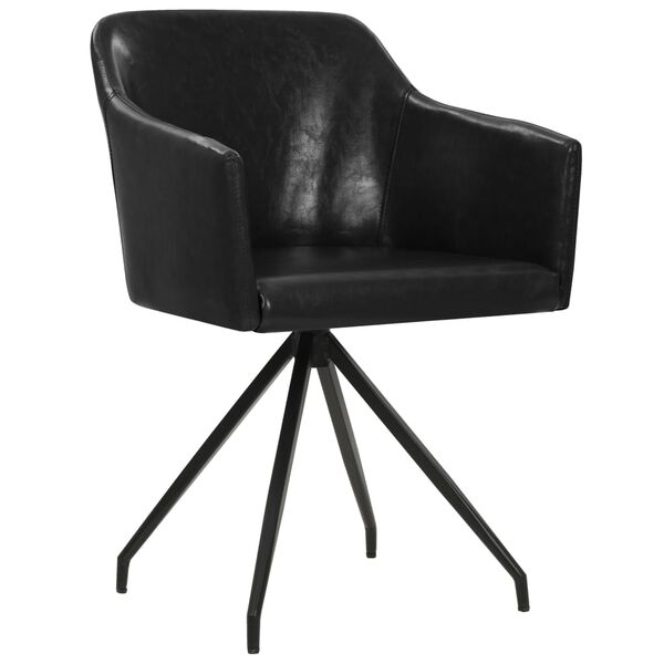 vidaXL Eetkamerstoelen draaibaar 2 st kunstleer zwart