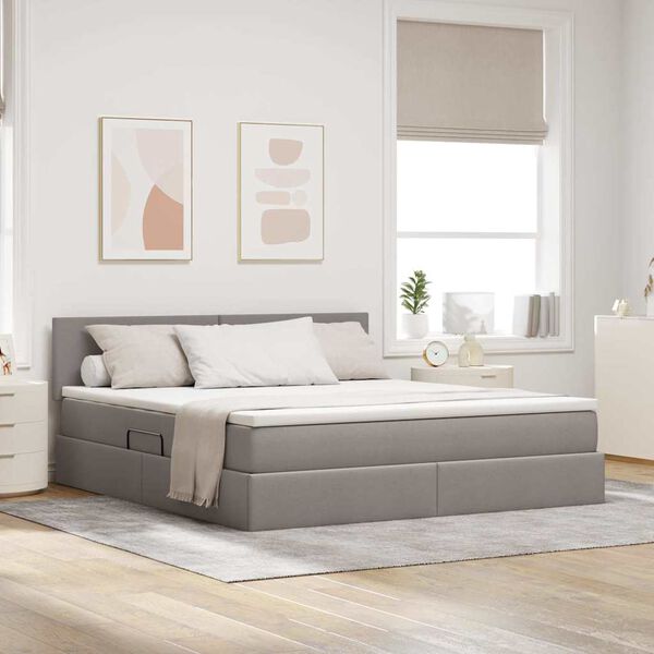 vidaXL Opbergbed met matras met matras Taupe 160 x 200 cm Bewerkt hout