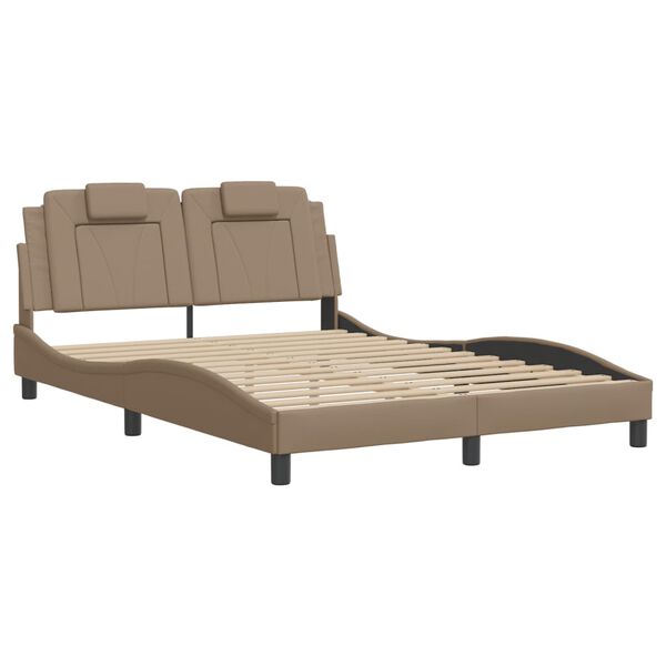 vidaXL Bedframe "Viana" met LED zonder matras cappuccino 140x190 cm