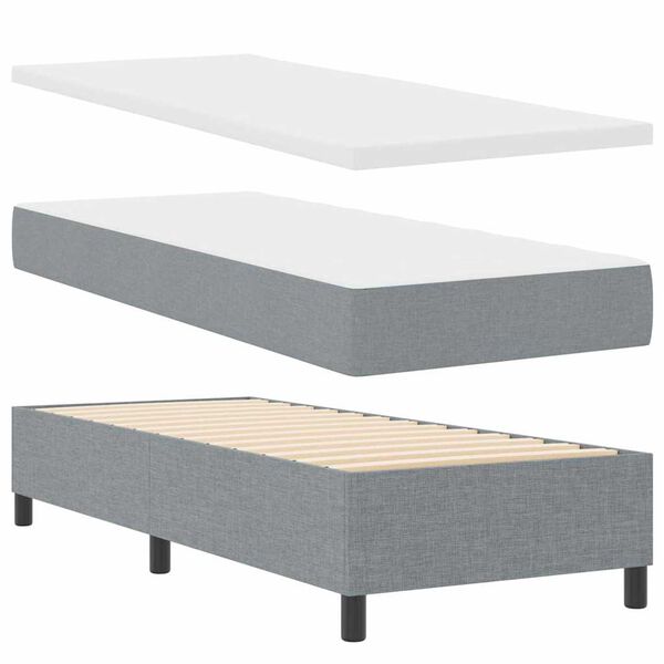 vidaXL Boxspring bed met matras Lichtgrijs 90 x 190 cm Stof