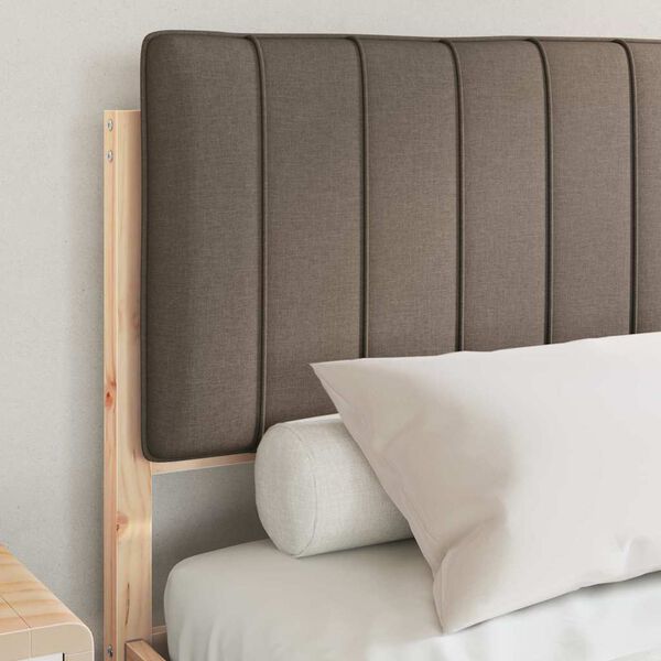 vidaXL Bedframe met Gevoerd Hoofdgedeelte Taupe 140 x 190 cm