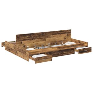 vidaXL Opbergbedframe met lade Oud Hout 140 x 200 cm Bewerkt hout