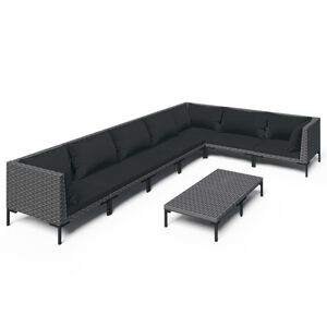 vidaXL 8-delige Loungeset met kussens poly rattan donkergrijs