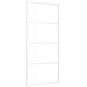 vidaXL Schuifdeur 90x205 cm mat ESG-glas en aluminium wit