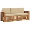 vidaXL Sofa-Sets 3 st Natuurlijk en Beige Massief Acaciahout