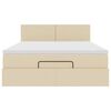 vidaXL Bed poef met matras en LED's stof 140x190 cm cr&egrave;me
