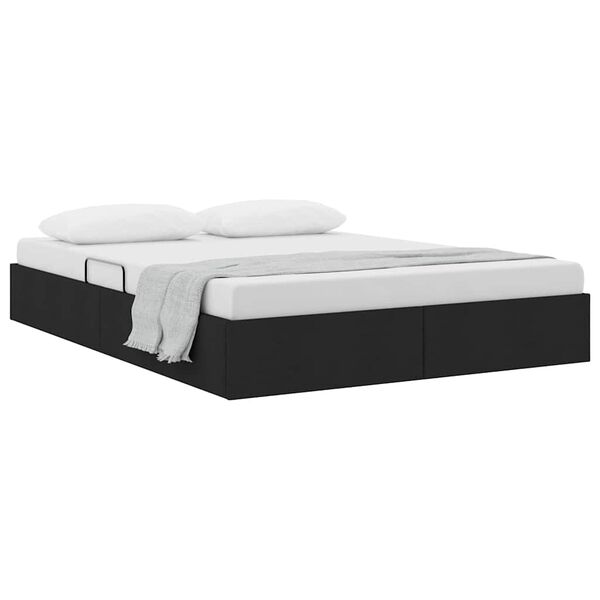 vidaXL Opslag bed met matras met hoofdeinde Zwart 135 x 190 cm Stof