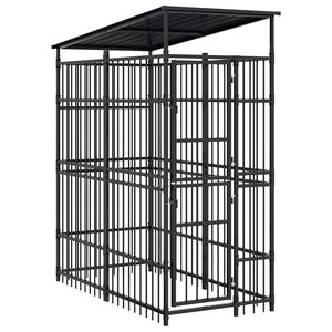 vidaXL Hondenkennel met dak 1,84 m&sup2; staal