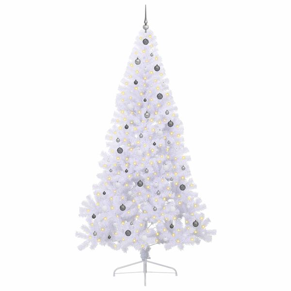 vidaXL Kunstkerstboom met 300 LED Wit 240 cm PVC en staal