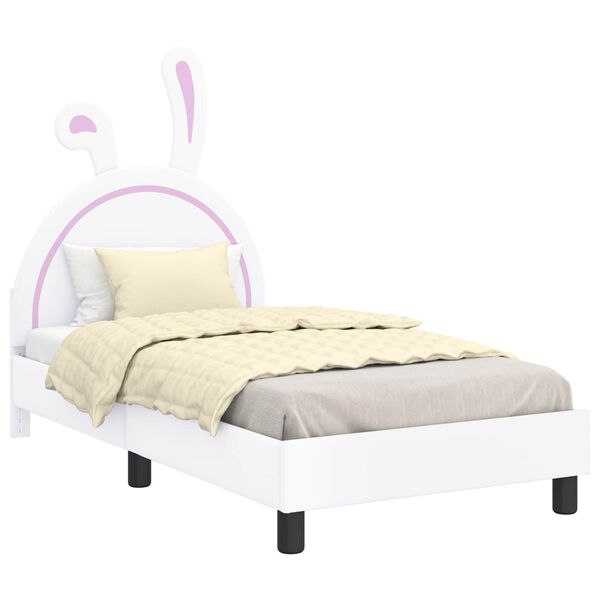 vidaXL Bedframe voor kinderen met hoofdbord Wit 80 x 160 cm PU