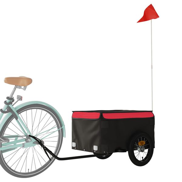 vidaXL Fietstrailer 30 kg ijzer zwart en rood