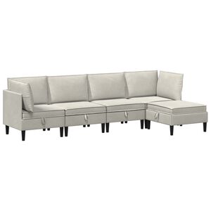 vidaXL Woonkamer Meubelset 5 st Cr&egrave;mekleurig Fluweel