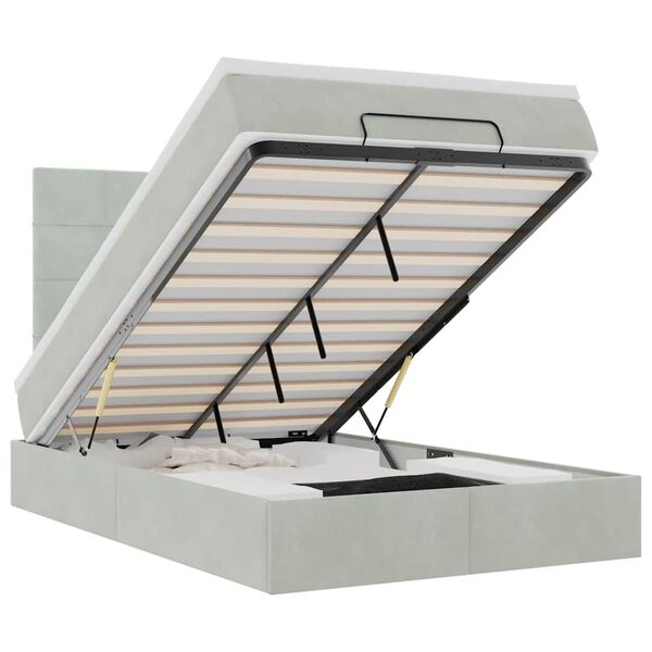 vidaXL Ottoman bed met matrassen en LED's 120x190cm fluweel lichtgrijs