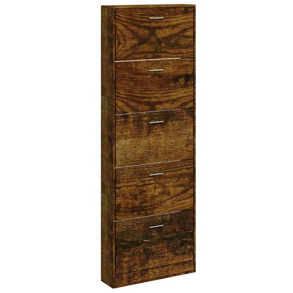 vidaXL Schoenenkast 59x17x169 cm bewerkt hout gerookt eikenkleurig