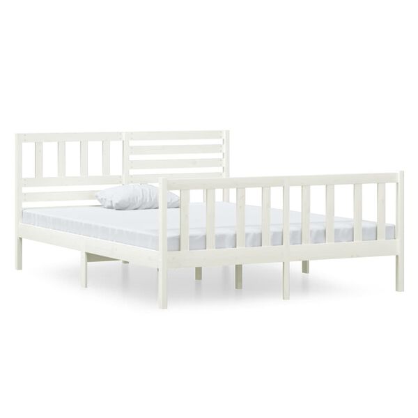 vidaXL Bedframe massief hout wit 120x190 cm