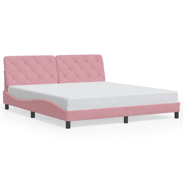 vidaXL Bedframe zonder matras fluweel roze 180x200 cm