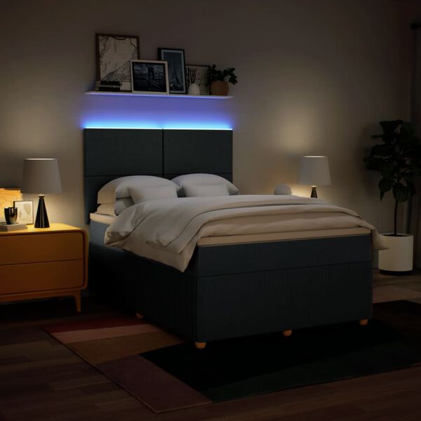 vidaXL Boxspring met matras stof blauw 160x200 cm