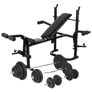 vidaXL Gewichtenbank met gewichtenrek en halterset 120 kg