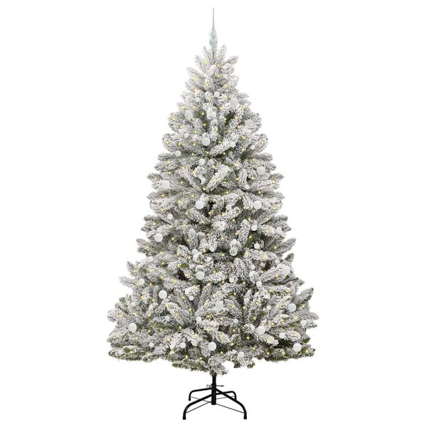 vidaXL Kunstkerstboom met 300 LED Groen en Wit 240 cm PVC en Metaal