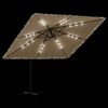vidaXL Parasol met LED's en stalen paal 269x269x235 cm bruin