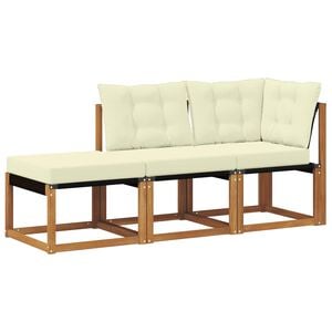 vidaXL Modulaire buitensofa eenheden 3 Stuk Natuurlijk en Cr&egrave;me