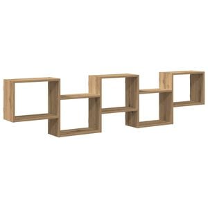 vidaXL Wandschap kubus 5 vakken bewerkt hout artisanaal eikenkleurig