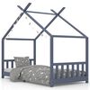 vidaXL Kinderbedframe massief grenenhout grijs 90x200 cm