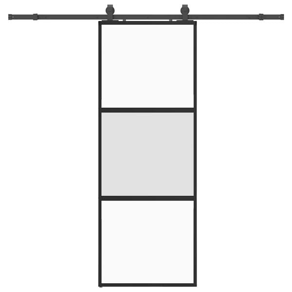 vidaXL Schuifdeur met beslagset 76x205 cm gehard glas zwart
