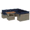 vidaXL Tuinbankenset met kussen 9 pcs Grijs en Marineblauw poly rattan