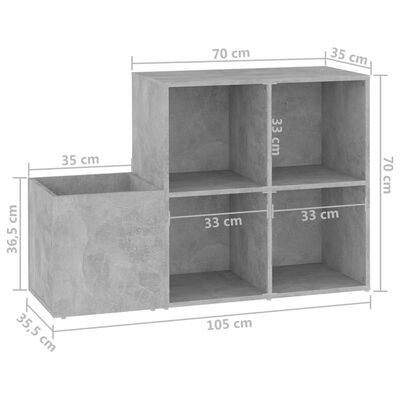 vidaXL Opbergkast 105x35,5x70 cm spaanplaat betongrijs