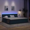 vidaXL Opbergbed met LED met matras Donkerblauw 200 x 200 cm Fluweel