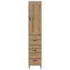 vidaXL Highboard Artisan Eiken 34,5 x 34 x 180 cm Bewerkt hout