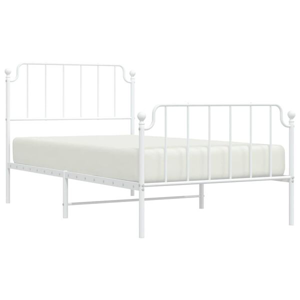 vidaXL Bedframe met hoofd- en voeteneinde metaal wit 100x200 cm
