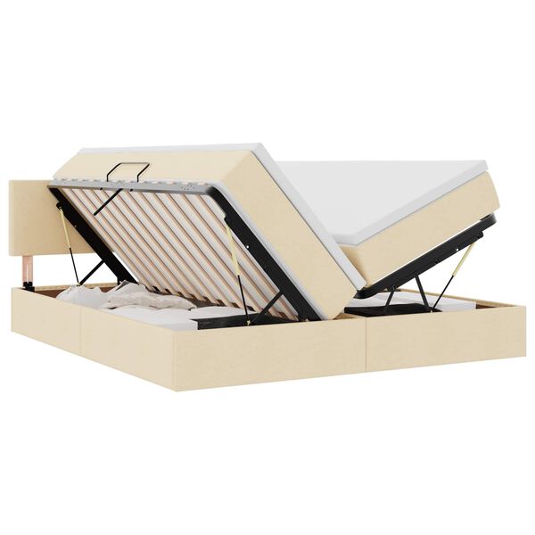 vidaXL Opslag bed met matras met opslag Cr&egrave;me 200 x 200 cm Nep Leer