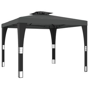 vidaXL Prieel met dubbel dak 2,98x2,98 m staal antracietkleurig